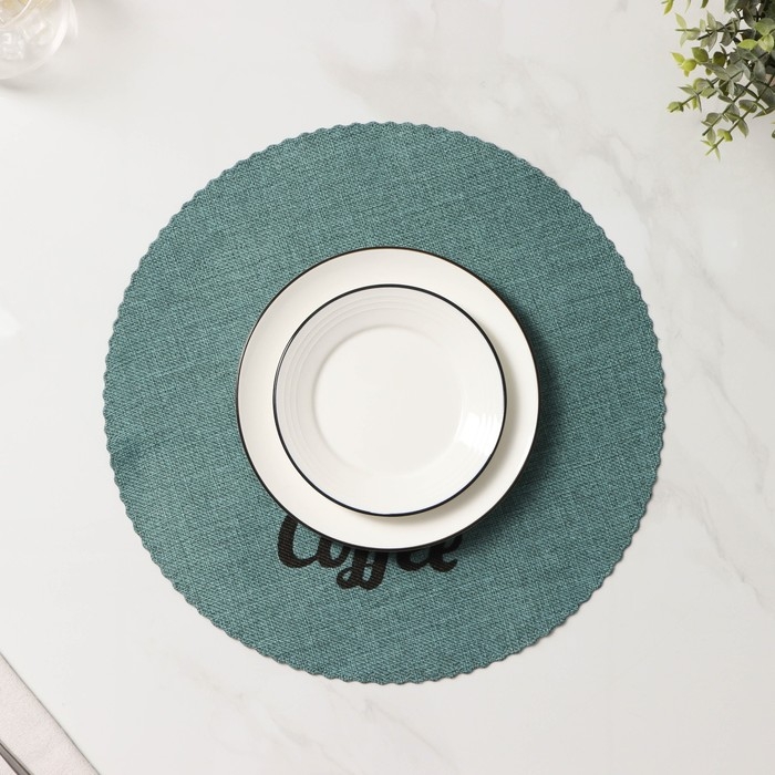 Салфетки сервировочные на стол Доляна Coffee, 4 шт, d=37 см, цвет бирюзовый