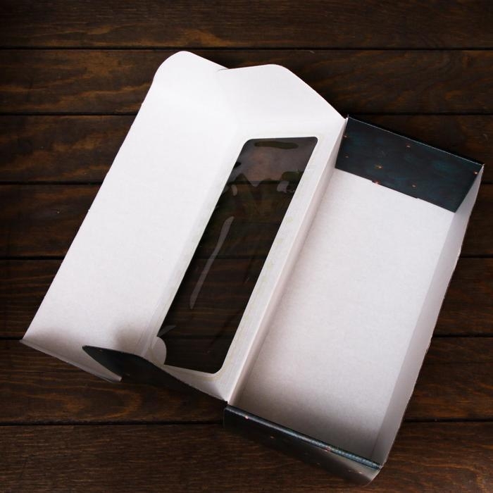 Новый год. Коробка самосборная, с окном, "Счастливого Рождества", 16 х 35 х 12 см.