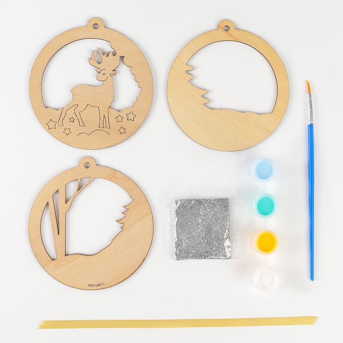 Ёлочная подвеска из дерева своими руками на новый год &laquo;Олень&raquo;, новогодний набор для творчества