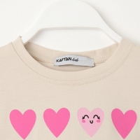 Футболка детская укороченная KAFTAN "Сердечки", р. 28 (86-92 см), бежевый Футболка детская укороченная KAFTAN "Сердечки", р. 28 (86-92 см), бежевый