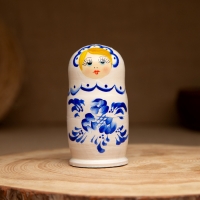 Матрёшка &laquo;Гжель&raquo;, белое платье, 3 кукольная, 9 см