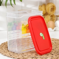 Контейнер для сыпучих продуктов Vitaline, 1,5 л, пластик, прозрачный, крышка красная