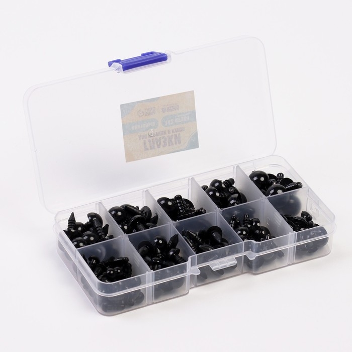 Набор винтовых глазок для кукол и игрушек с заглушками, цвет черный, 142 шт Набор винтовых глазок для кукол и игрушек с заглушками, цвет черный, 142 шт