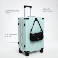 Чемодан средний 55 л (M), отдел на молнии, 2 кодовых замка, 4 колеса, крючок, цвет голубой