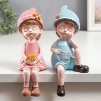 Сувенир полистоун "Мальчик/Девочка спит сидя" МИКС 8х6х19,5 см