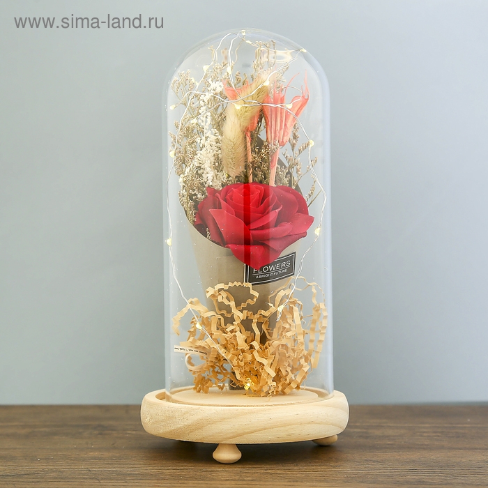 Ночник Ночник "Колба с розой в букете" LED 3ААА МИКС 23х11х11 см RISALUX