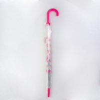 Зонт - трость полуавтоматический &laquo;Цветы&raquo;, 8 спиц, R = 45/53 см, D = 106 см, цвет прозрачный/розовый