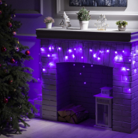 Гирлянда &laquo;Бахрома&raquo; 3 &times; 0.5 м, IP20, тёмная нить, 80 LED, свечение фиолетовое, 8 режимов, 220 В