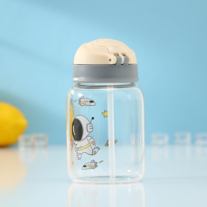 Бутылка для воды стеклянная &laquo;Космонавты&raquo;, 450 мл, 8,2&times;15 см, цвет МИКС