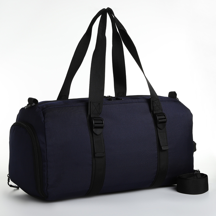 Сумка спортивная на молнии, отдел для обуви, 2 наружных кармана, длинный ремень, средний размер, цвет синий Сумка спортивная на молнии, отдел для обуви, 2 наружных кармана, длинный ремень, средний размер, цвет синий