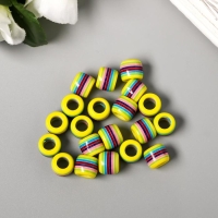 Бусины для творчества пластик "Полосатый цилиндр с жёлтым" набор 20 шт 1х1,2х1,2 см