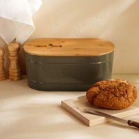 Хлебница металлическая с бамбуковой крышкой SL Home &laquo;каса Перфекто&raquo;, 2 предмета: хлебница 36&times;20&times;15,5 см, нож длина 28,3 см