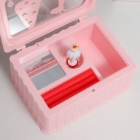 Шкатулка музыкальная механическая "Жираф и дерево" розовая 12,5х17,5х8 см