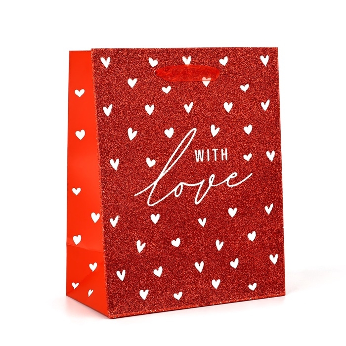 Пакет ламинированный вертикальный &laquo;С любовью&raquo;, глиттер, MS 18 х 23 х 10 см