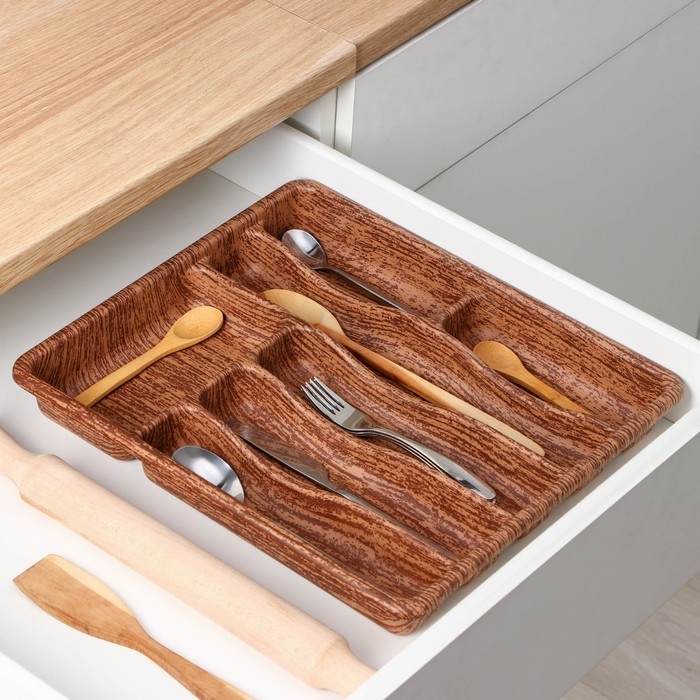 Лоток для столовых приборов &laquo;Вуди&raquo;, 36&times;31,5&times;5 см, 7 отделений