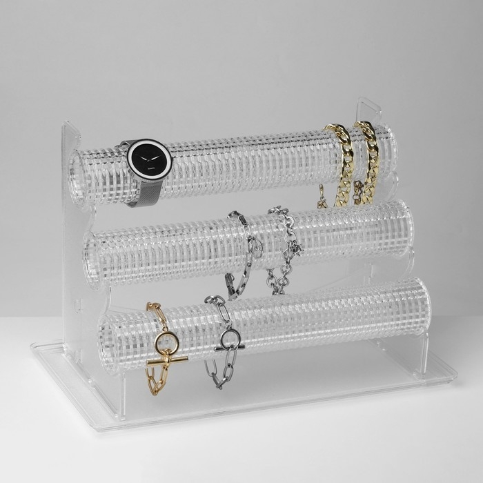 Подставка для часов, браслетов, , 3 ролика, 32&times;17&times;22 см, d=4,5 см, цвет прозрачный