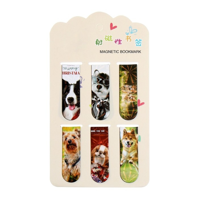 Набор магнитных закладок для книг Calligrata 6 штук, Набор магнитных закладок для книг Calligrata 6 штук, "Собачки", МИКС