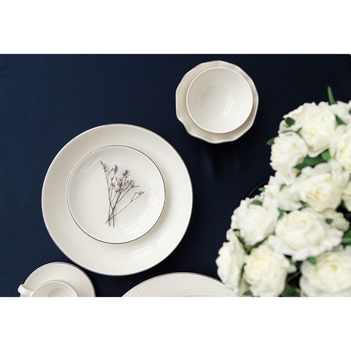 Тарелка фарфоровая десертная Magistro La Perle, d=20 см, цвет белый Тарелка фарфоровая десертная Magistro La Perle, d=20 см, цвет белый