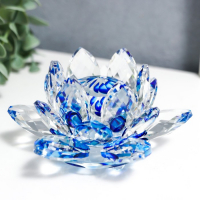 Сувенир стекло "Лотос кристалл трехъярусный голубая радуга" d=11 см