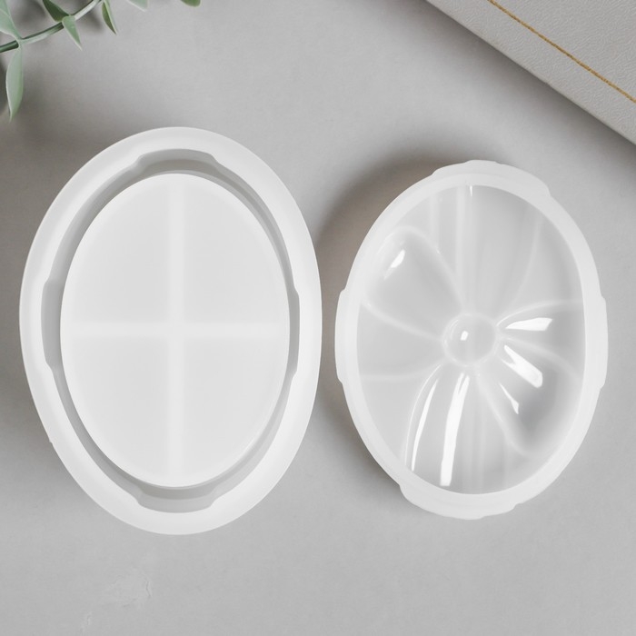 Молд силикон "Шкатулка - бантик овальная" с крышкой 10,4х8х6,8 см