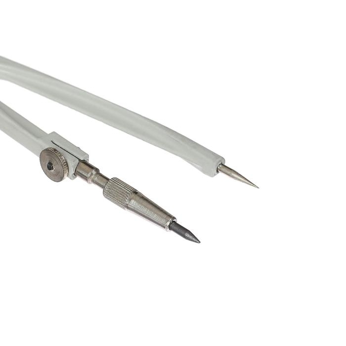 Циркуль металлический + грифели GLOBUS &laquo;Школа&raquo;, 2 предмета (циркуль литой, окрашенный, пенал с запасным грифелем), в футляре