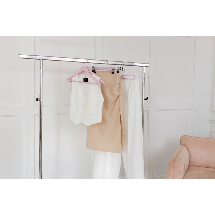 Плечики - вешалки LaDо́m Brillant, 44,5&times;23&times;1,2 см, 3 шт, деревянные, широкие плечики, цвет розовый