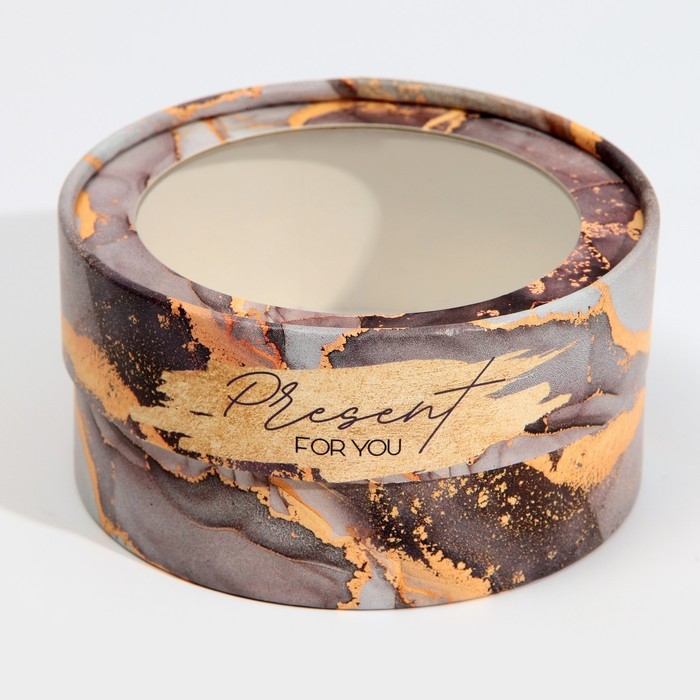 Коробка для макарун, кондитерская упаковка тубус с окном, &laquo;Мрамор&raquo; 12 х 12 х 5 см