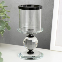 Подсвечник стекло на 1 свечу "Кристалл шар" чёрные вставки 14х7х7 см Подсвечник стекло на 1 свечу "Кристалл шар" чёрные вставки 14х7х7 см