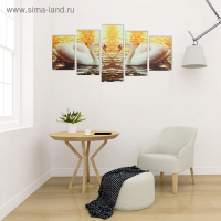 Картина модульная на подрамнике "Лебеди" 2-20х30; 2-20х40; 1-20х50, 50*110 см