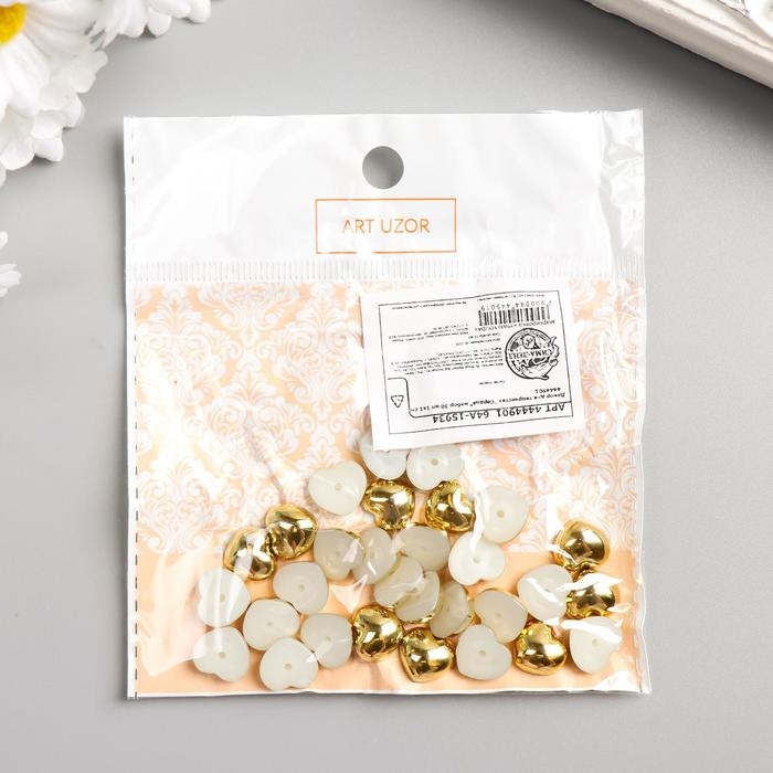 Декор для творчества пластик Декор для творчества пластик "Сердца" золото набор 30 шт 1х1 см