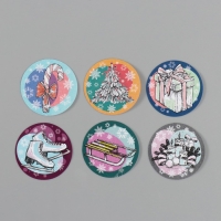 Наклейка бумага "Нарисованный Новый год" d=2,5 см 252 шт в рулоне