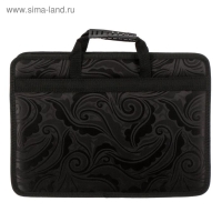 Папка с ручками текстильная, А4, 365 х 260 х 50 мм, 2С13 "Тихвин", каркасная, "Жакард чёрный"