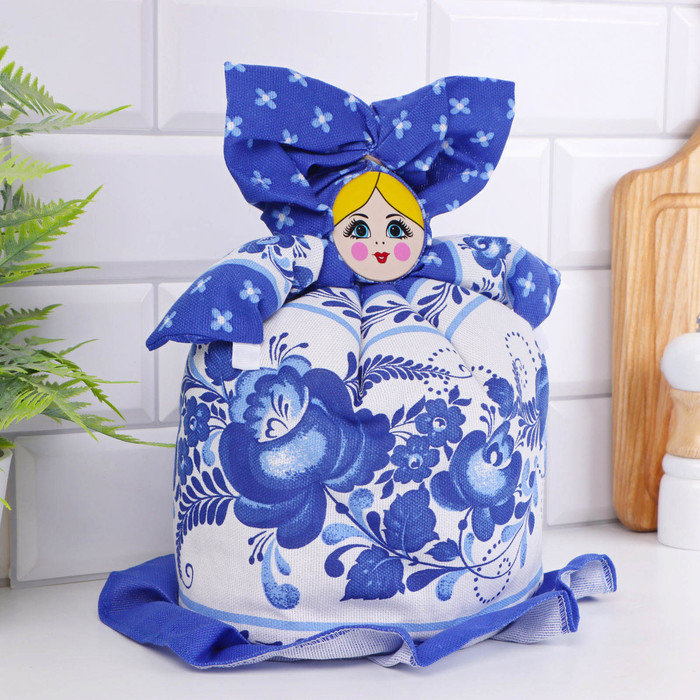 Грелка на чайник &laquo;Барыня&raquo;, средняя, гжель