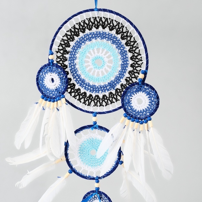 Ловец снов от сглаза 5 колец Ловец снов от сглаза 5 колец "Назар" с перьями 20х55 см