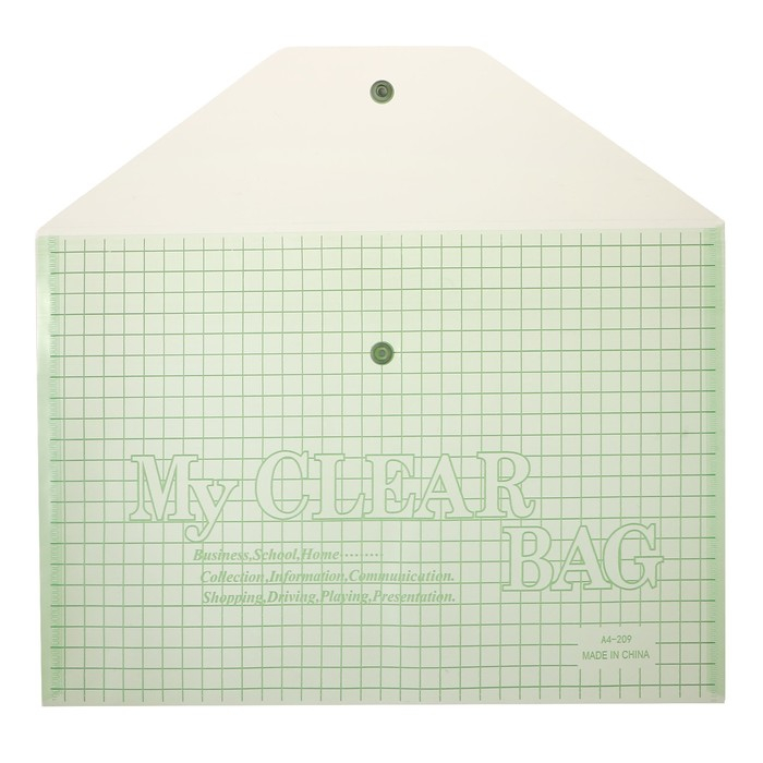 Набор папок-конвертов на кнопке А4, 120 мкр, 20 штук, клетка тонированная зелёная Набор папок-конвертов на кнопке А4, 120 мкр, 20 штук, клетка тонированная зелёная