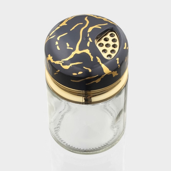 Солонка стеклянная Magistro &laquo;Чёрный мрамор&raquo;, 150 мл, 5,5&times;9,5 см