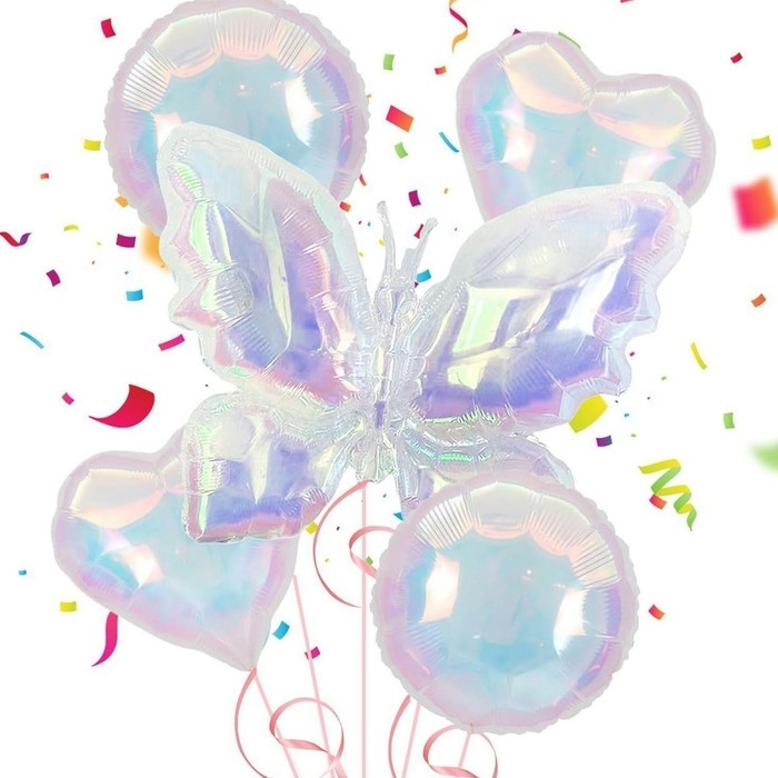 Шар фольгированный 35" &laquo;Бабочка&raquo;, цвет прозрачный перламутровый градиент