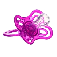 Соска - пустышка силиконовая классическая, от 6 мес., с колпачком + держатель &laquo;Мишка&raquo;, цвет фиолетовый