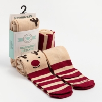 Новый год.Колготки Крошка Я "Олень", бежевый, рост 62-68 см Новый год.Колготки Крошка Я "Олень", бежевый, рост 62-68 см