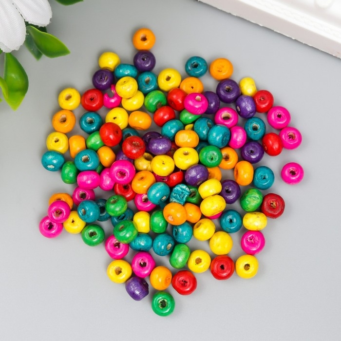 Набор деревянных бусин, 5х6мм, 280шт/упак, цв.разноцветные Набор деревянных бусин, 5х6мм, 280шт/упак, цв.разноцветные