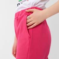 Костюм для девочки (толстовка, брюки) с НАЧЁСОМ, цвет фуксия, рост 122 см