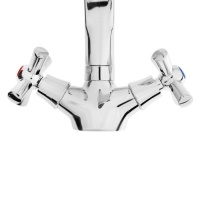 Смеситель для кухни ZEIN Z7215, двухвентильный, кран-букса латунь 1/2", латунь, хром