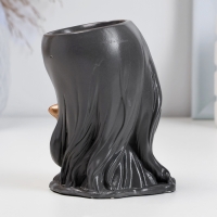 Кашпо фигурное "Девочка с котом" серое-бронза, 10см