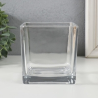 Подсвечник стекло на 1 свечу "Квадратный" прозрачный 10х10х10 см