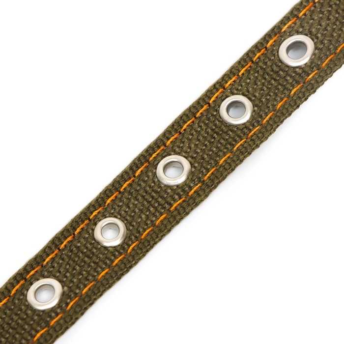 Ошейник брезентовый двухслойный, 50 х 2 см, ОШ 25-35 см, хаки
