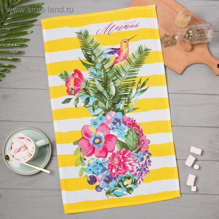 Полотенце кухонное &laquo;Цветочный ананас&raquo; 35х60 см