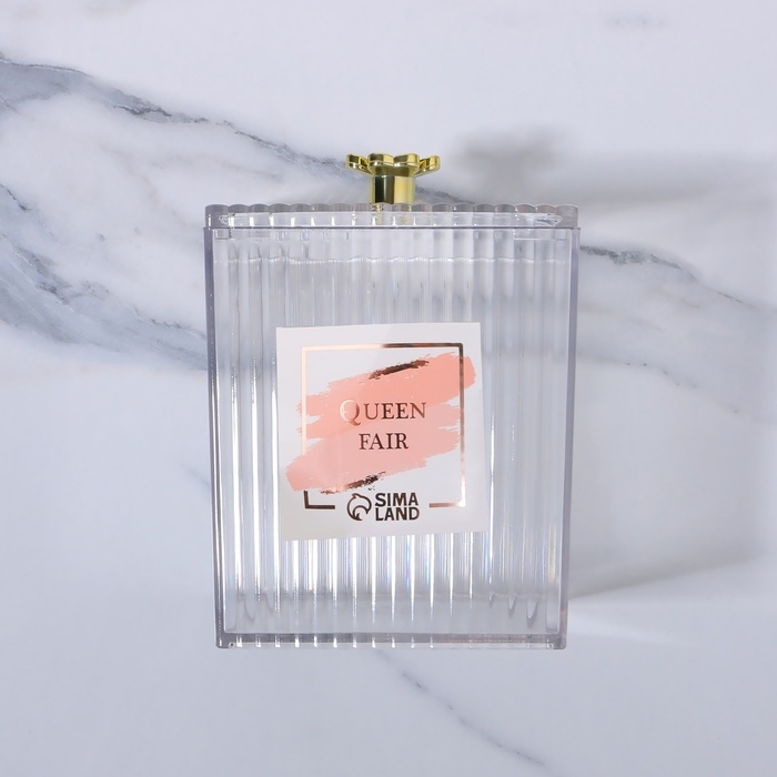 Органайзер для ватных палочек &laquo;FLOWER&raquo;, с крышкой, 11 &times; 8,5 &times; 8,5 см, цвет прозрачный/золотистый