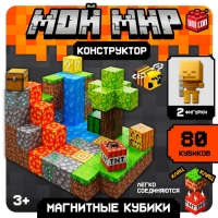 Конструктор UNICON &laquo;Магнитные кубики. Мой мир&raquo;, 2 фигурки, 80 деталей