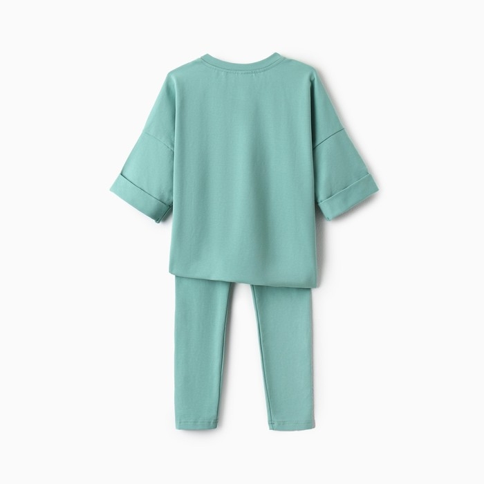 Костюм для девочки (футболка, лосины) MINAKU цвет оливковый, рост 158 см