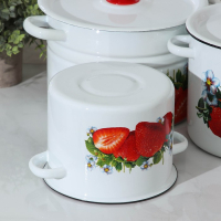 Набор кастрюль &laquo;Клубника садовая&raquo;, 3 предмета: 3,5 л, 5,5 л, 8 л, индукция